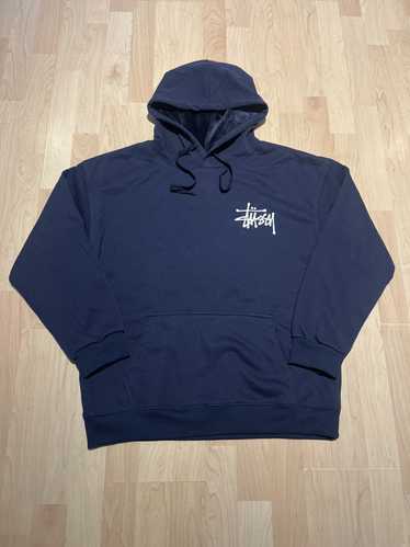 Stussy Y2K Navy Blue Stussy Logo Hoodie velvet lin