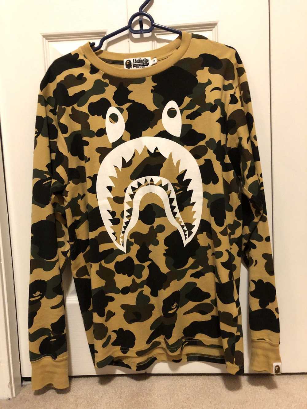 Bape BAPE 1st Camo Shark Long Sleeve Tee - Yellow - image 1