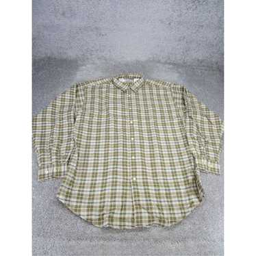 Vintage Authentic Mens Beige Plaid Cotton Flannel… - image 1