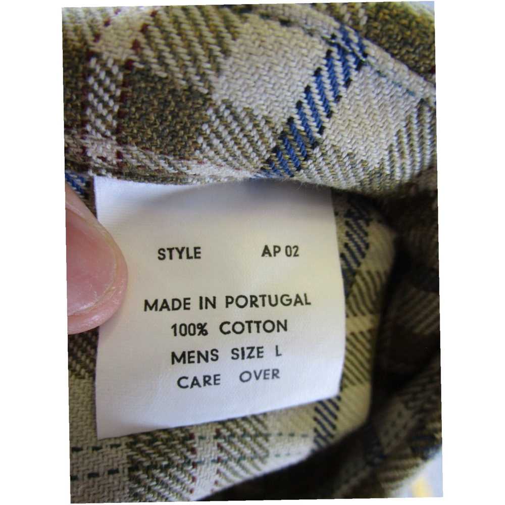 Vintage Authentic Mens Beige Plaid Cotton Flannel… - image 7