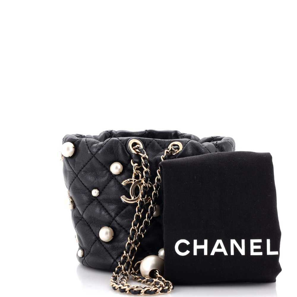 CHANEL Drawstring Round Bucket Bag Pearl Embellis… - image 2