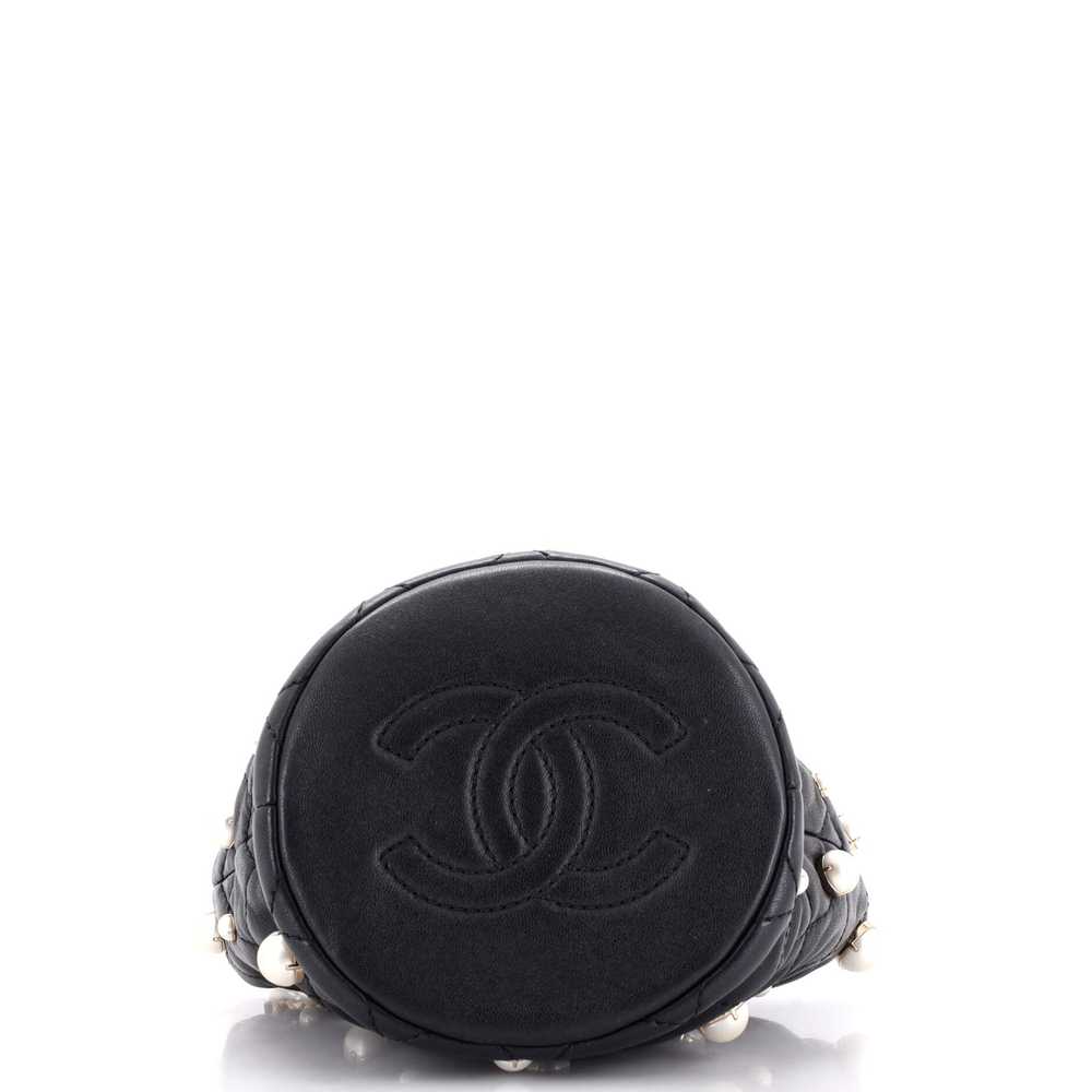 CHANEL Drawstring Round Bucket Bag Pearl Embellis… - image 5