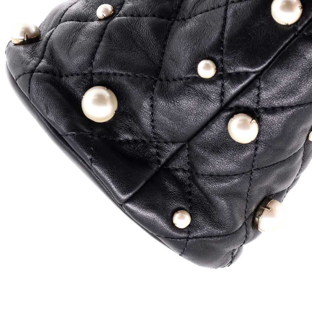 CHANEL Drawstring Round Bucket Bag Pearl Embellis… - image 8