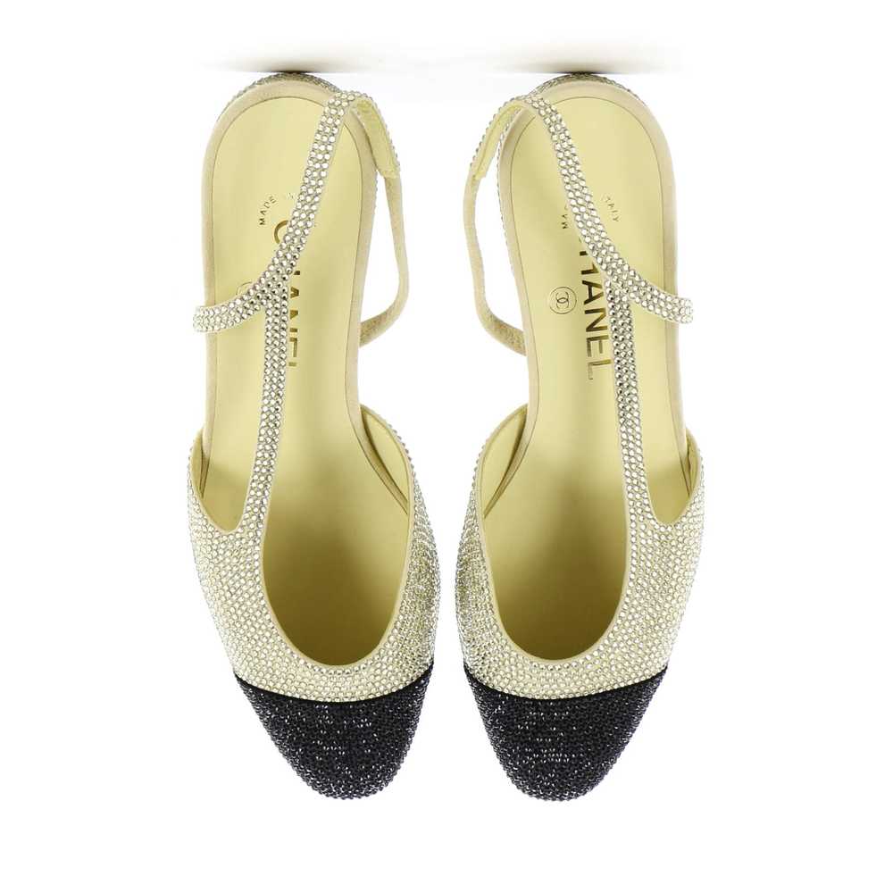 CHANEL Women's Cap Toe CC Slingback Flats Crystal… - image 2