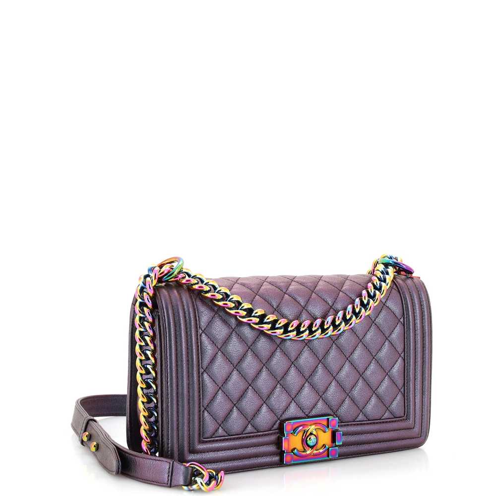 CHANEL Boy Flap Bag Quilted Iridescent Goatskin O… - image 3