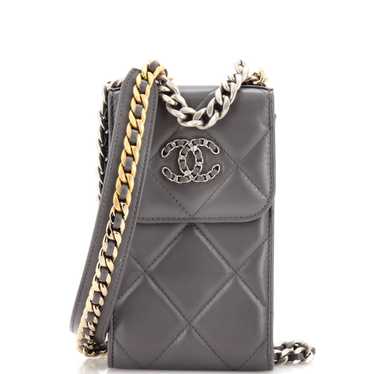 CHANEL 19 Vertical Phone Holder with Chain Quilte… - image 1