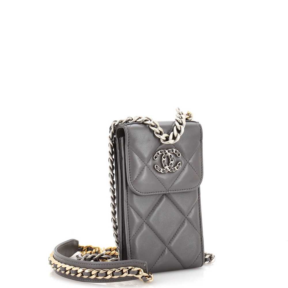 CHANEL 19 Vertical Phone Holder with Chain Quilte… - image 2