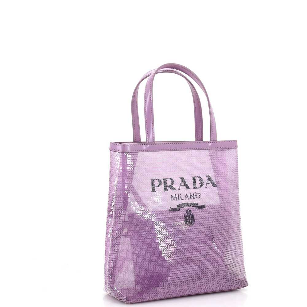 PRADA Logo Open Tote Sequined Mesh Small - image 3