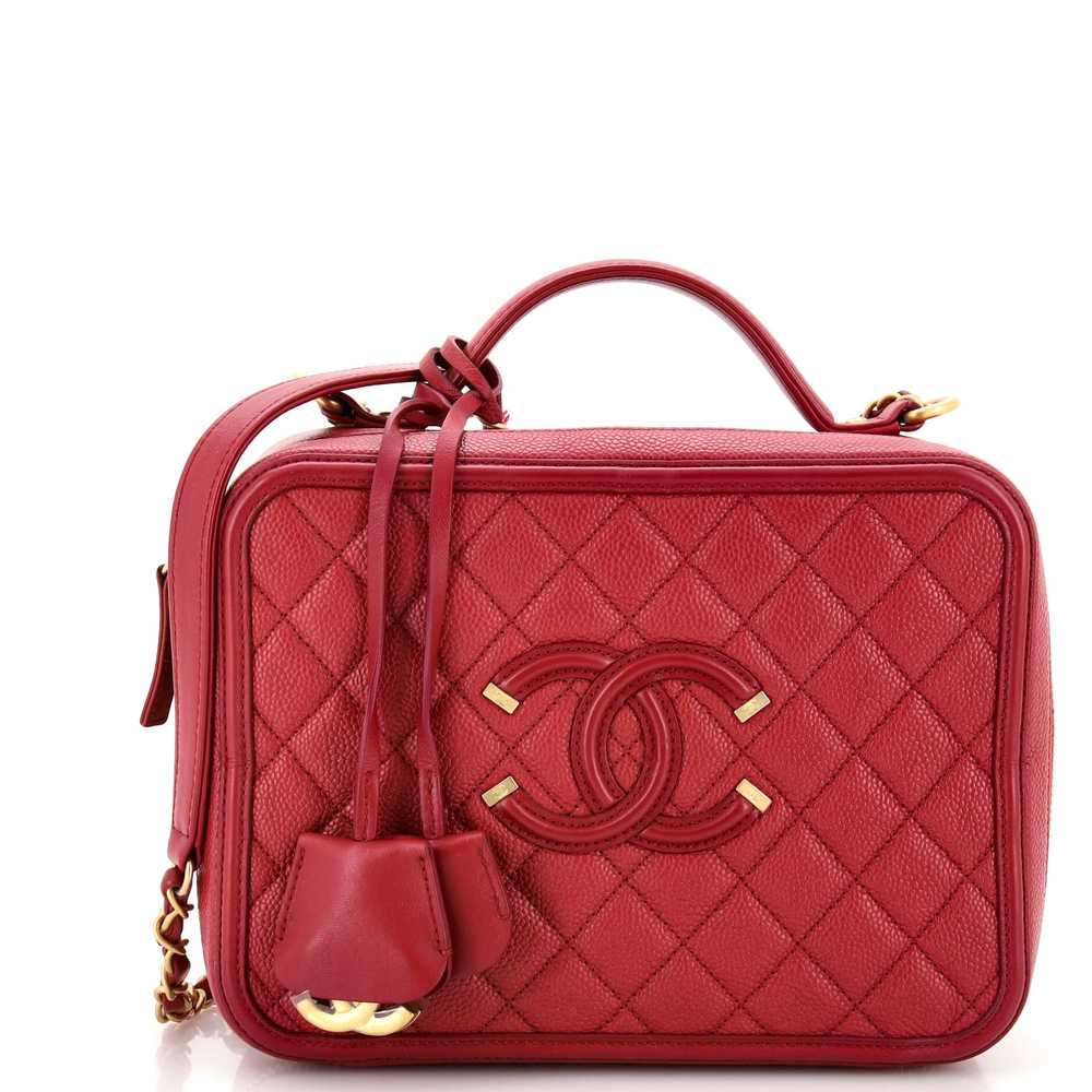 CHANEL Filigree Vanity Case Quilted Caviar Large - image 1