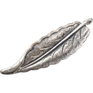 Brooch Pin Sterling Furled Leaf