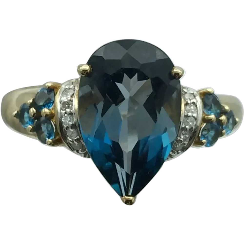 10K .10ctw Topaz Diamond and Kyanite Ring - image 1