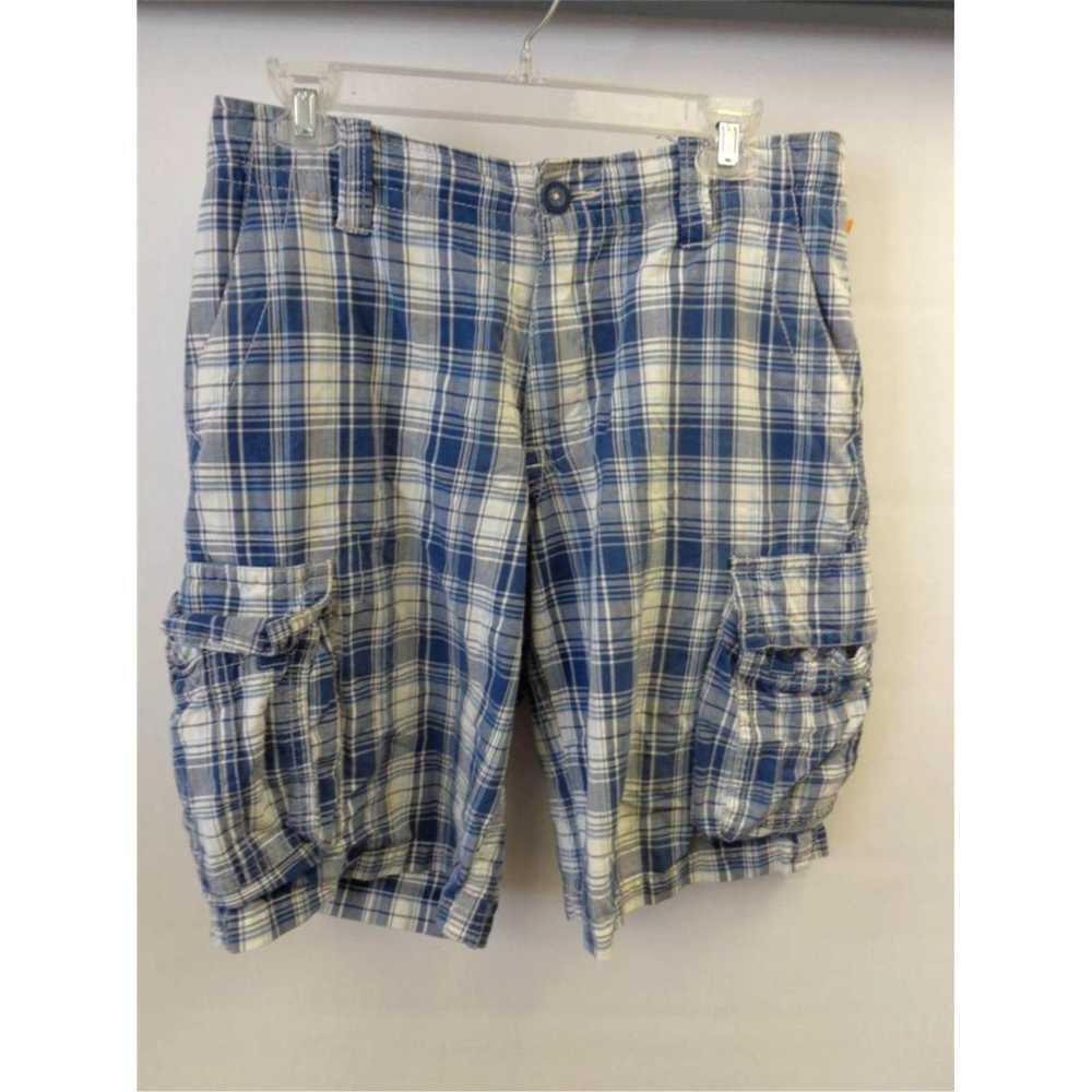 Vintage mens AEROPOSTALE utility CARGO blue plaid… - image 1