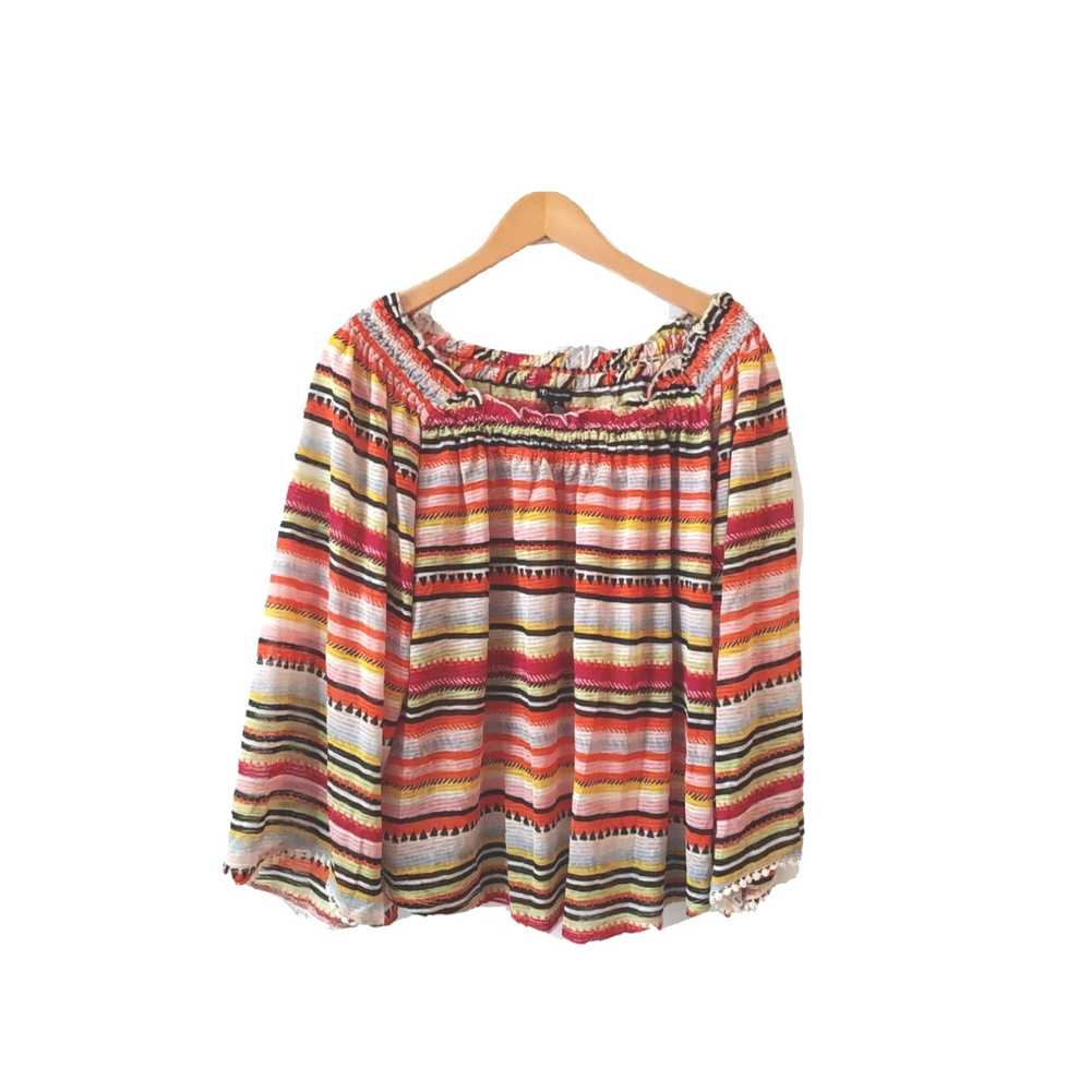 Vintage Multicolor Pullover Cold Shoulder Elastic… - image 1