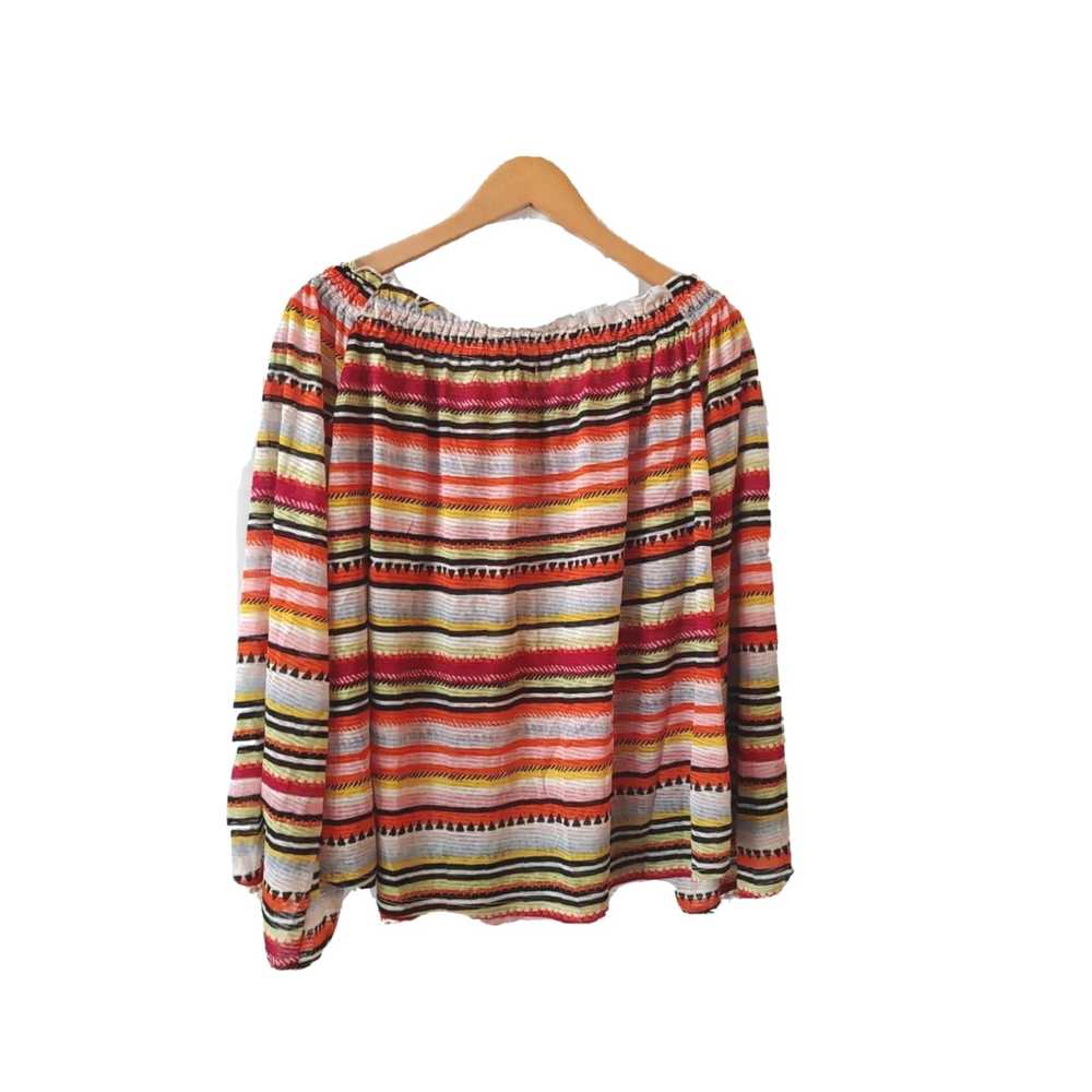 Vintage Multicolor Pullover Cold Shoulder Elastic… - image 2