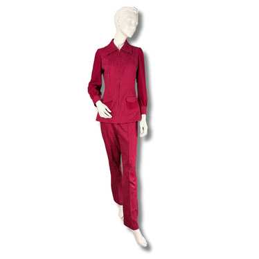 Vintage 1970s Handmade Red Pants Suit - image 1