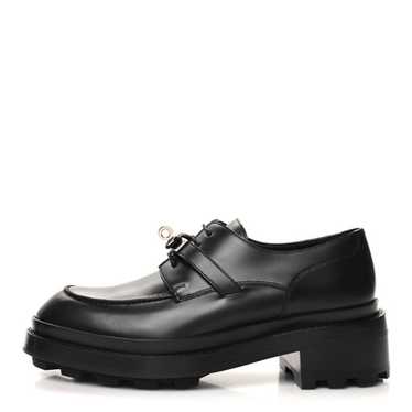 HERMES Calfskin First Derby Shoes 38 Black - image 1