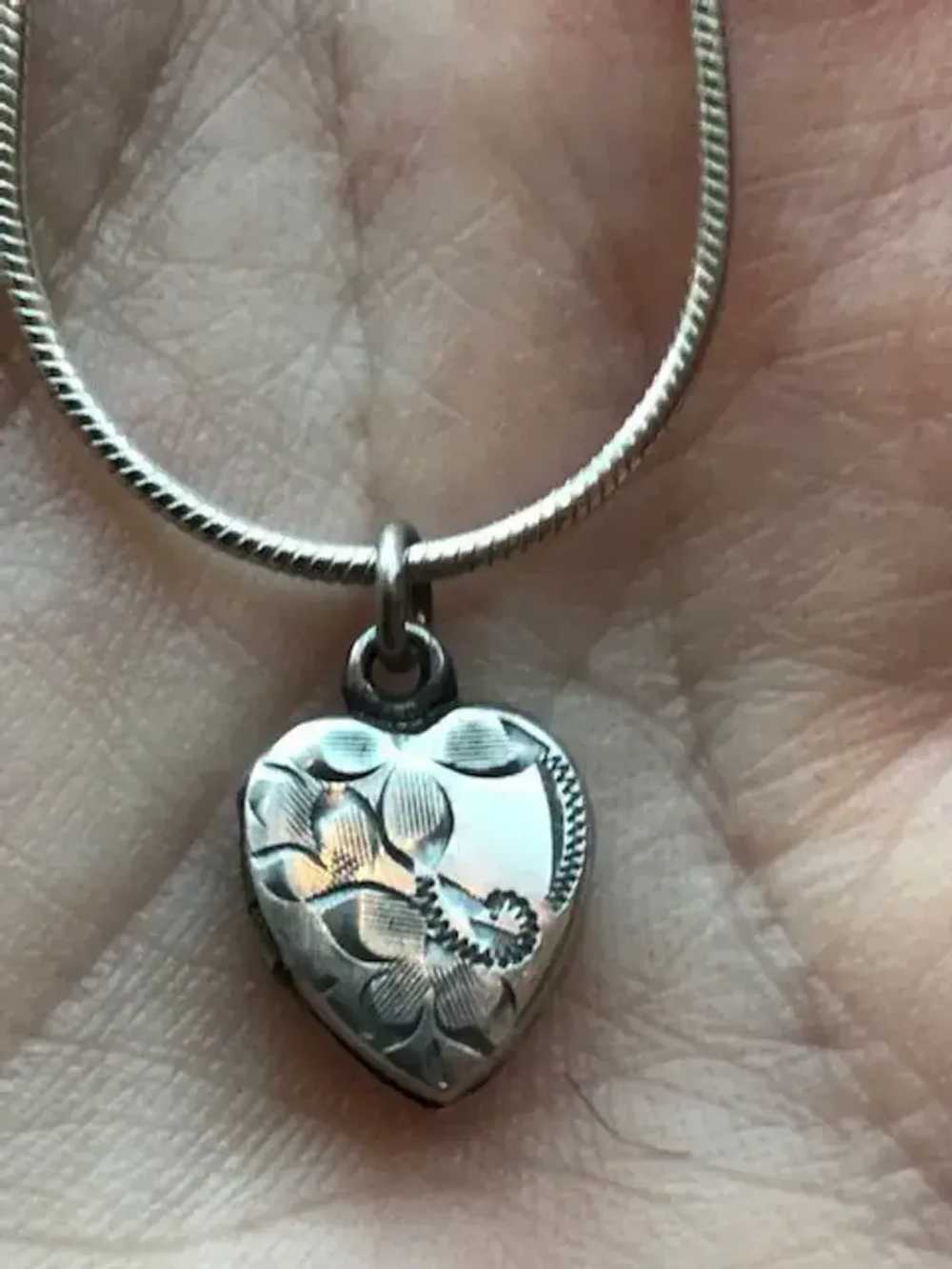 Unknown Silver Steling 925 silver Heart locket 18… - image 2