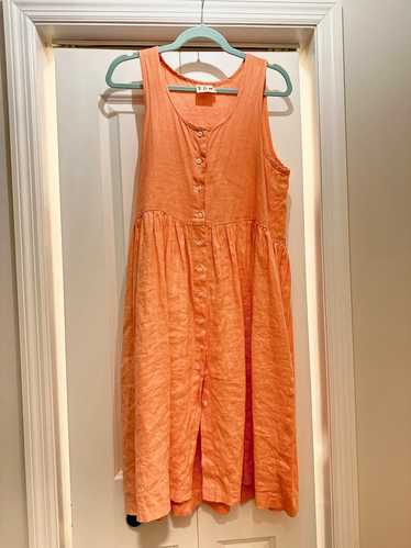 Beaton linen Coral Gathered Dress (M) | Used,… - image 1