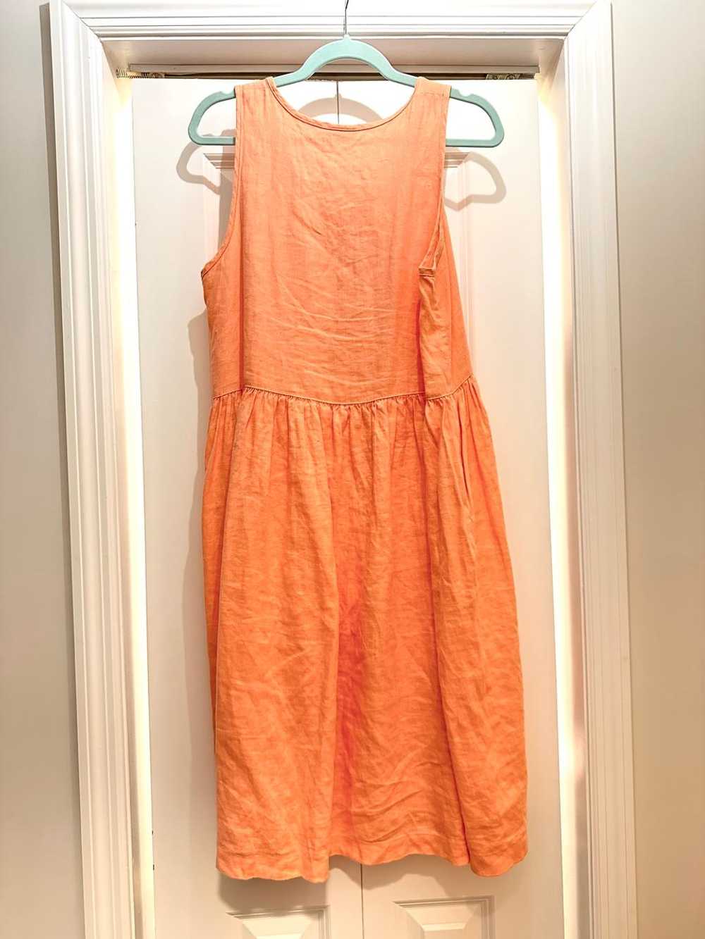 Beaton linen Coral Gathered Dress (M) | Used,… - image 2