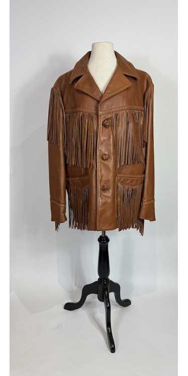 1980s SCHOTT Brown Leather Fringe Jacket Mens/Unis