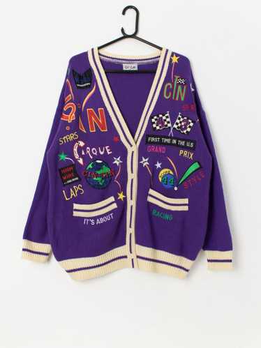 Vintage Cin Cin oversized purple cardigan with rac