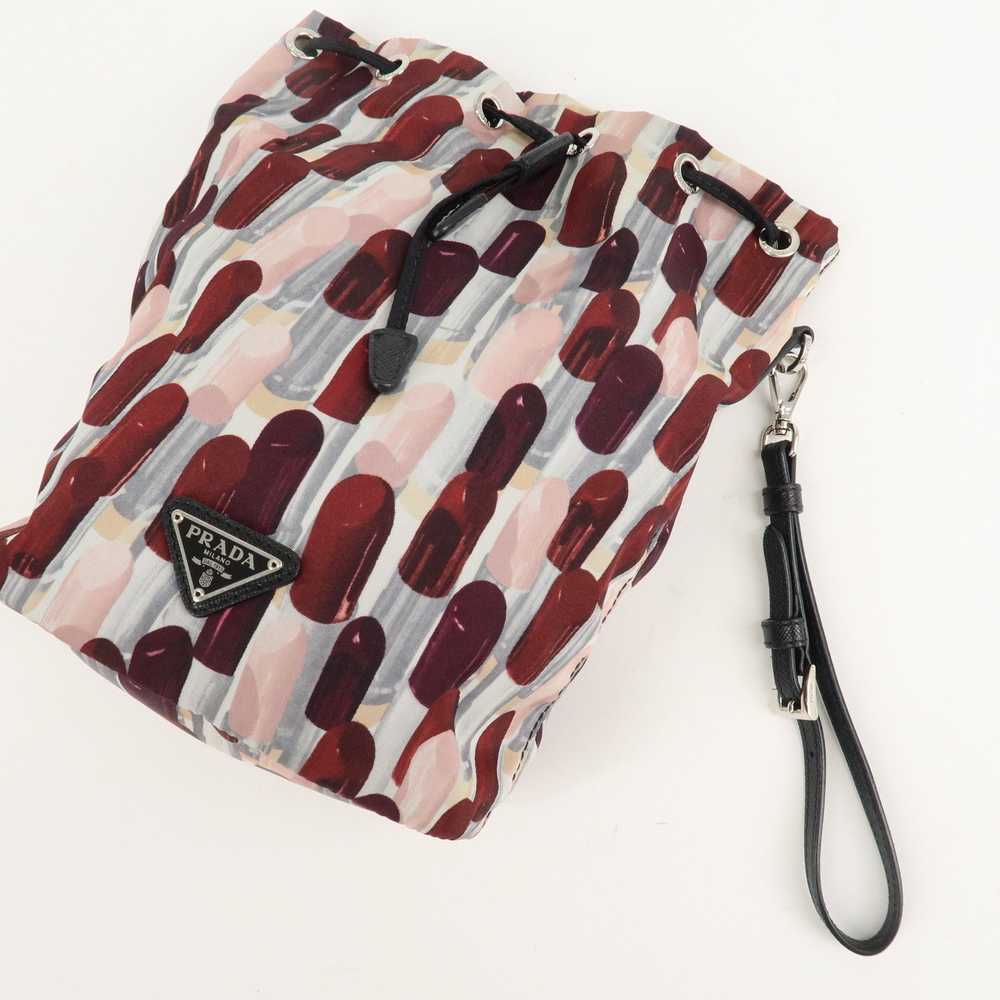 AuthPRADA Logo Nylon Drawstring Pouch Lip Stick P… - image 6