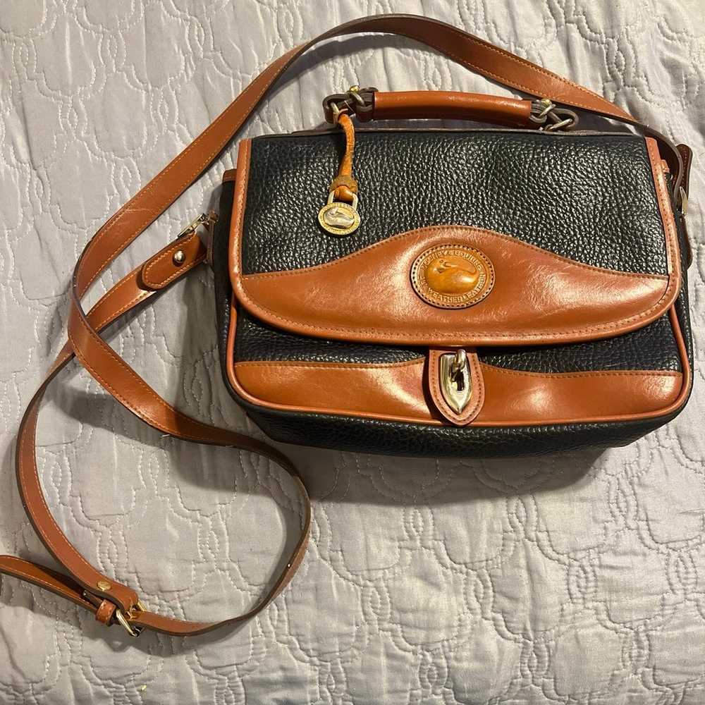 Vintage Dooney and Bourke black and brown crossbo… - image 1