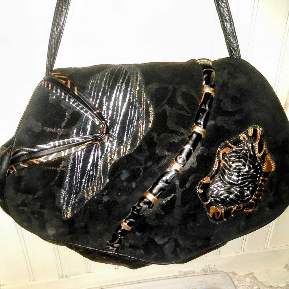 RARE Vintage 80's Reem Leather Black Metallic Con… - image 10