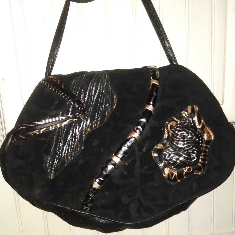 RARE Vintage 80's Reem Leather Black Metallic Con… - image 11