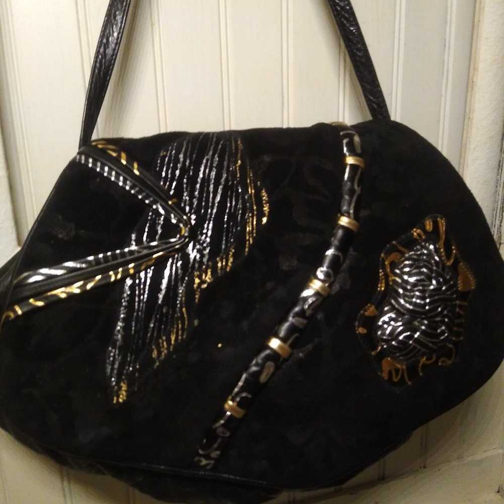 RARE Vintage 80's Reem Leather Black Metallic Con… - image 12