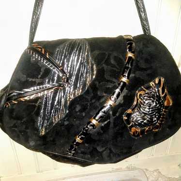 RARE Vintage 80's Reem Leather Black Metallic Con… - image 1