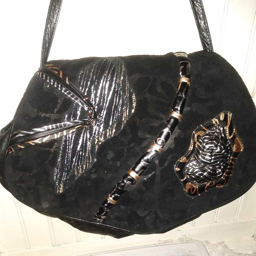 RARE Vintage 80's Reem Leather Black Metallic Con… - image 2