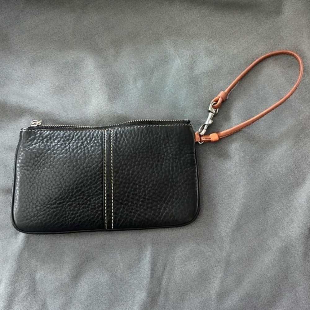 Coach Wristlet Pebbled Black Leather Wristlet wit… - image 1