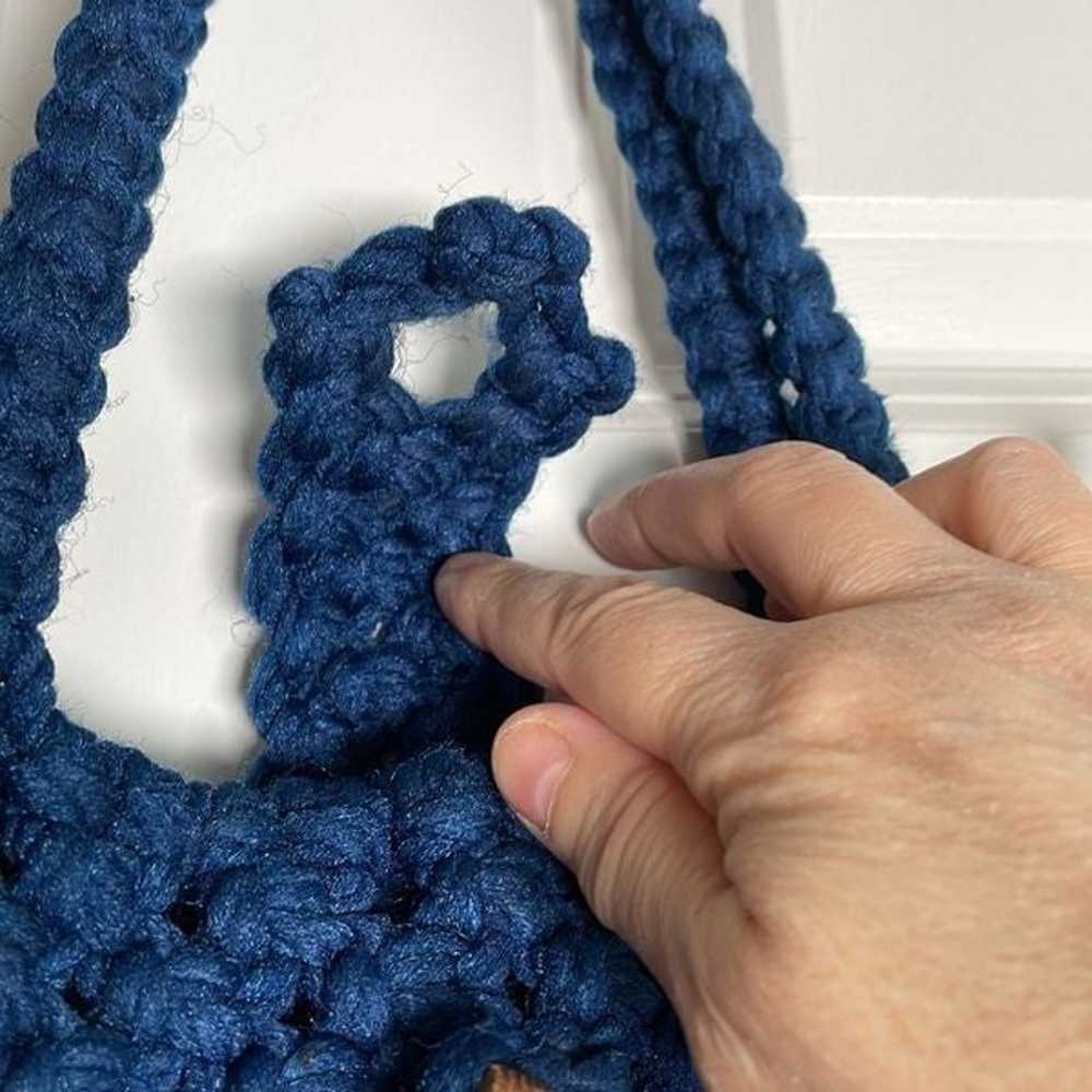 Crochet Vintage Blue Handbag Handcrafted - image 5