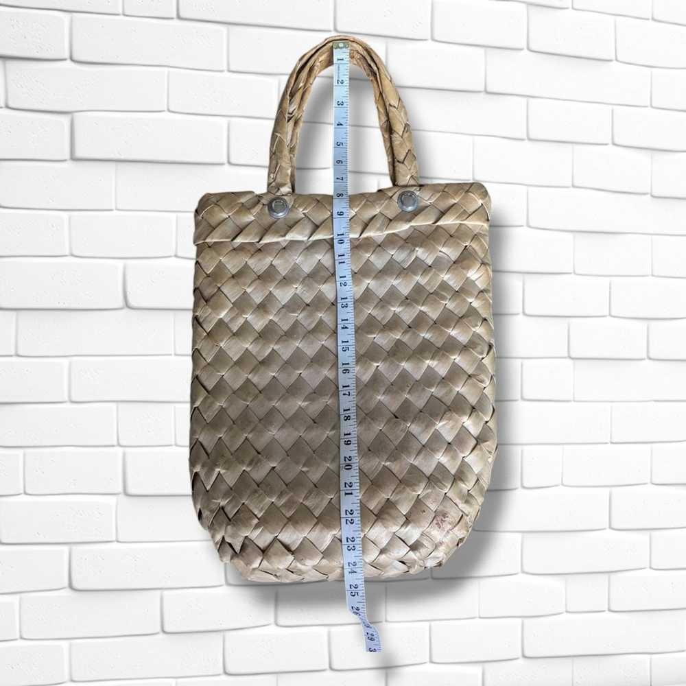 Vintage Woven Palm Leaf Raffia Purse Beach Bag Ov… - image 8