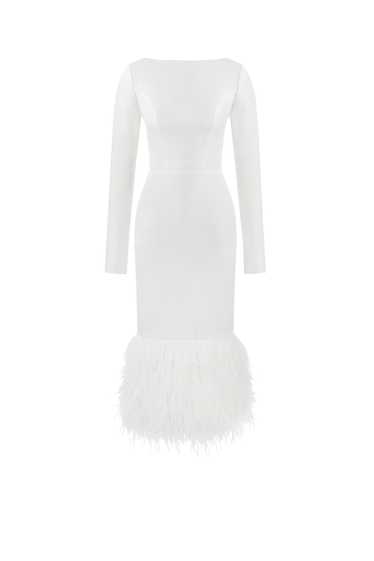 Milla Glamorous feather-trimmed midi dress