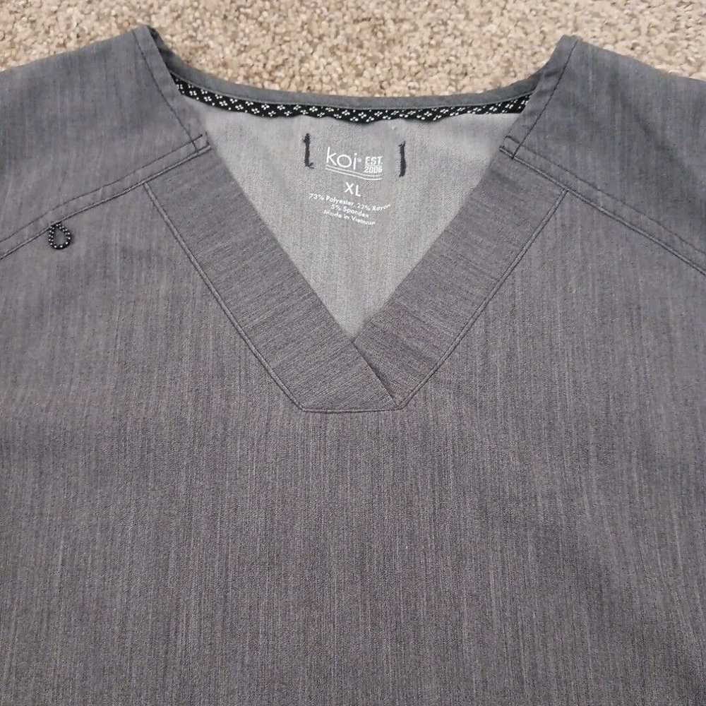 Koio Koi Scrub Top Womens XL Gray Short Sleeve St… - image 2