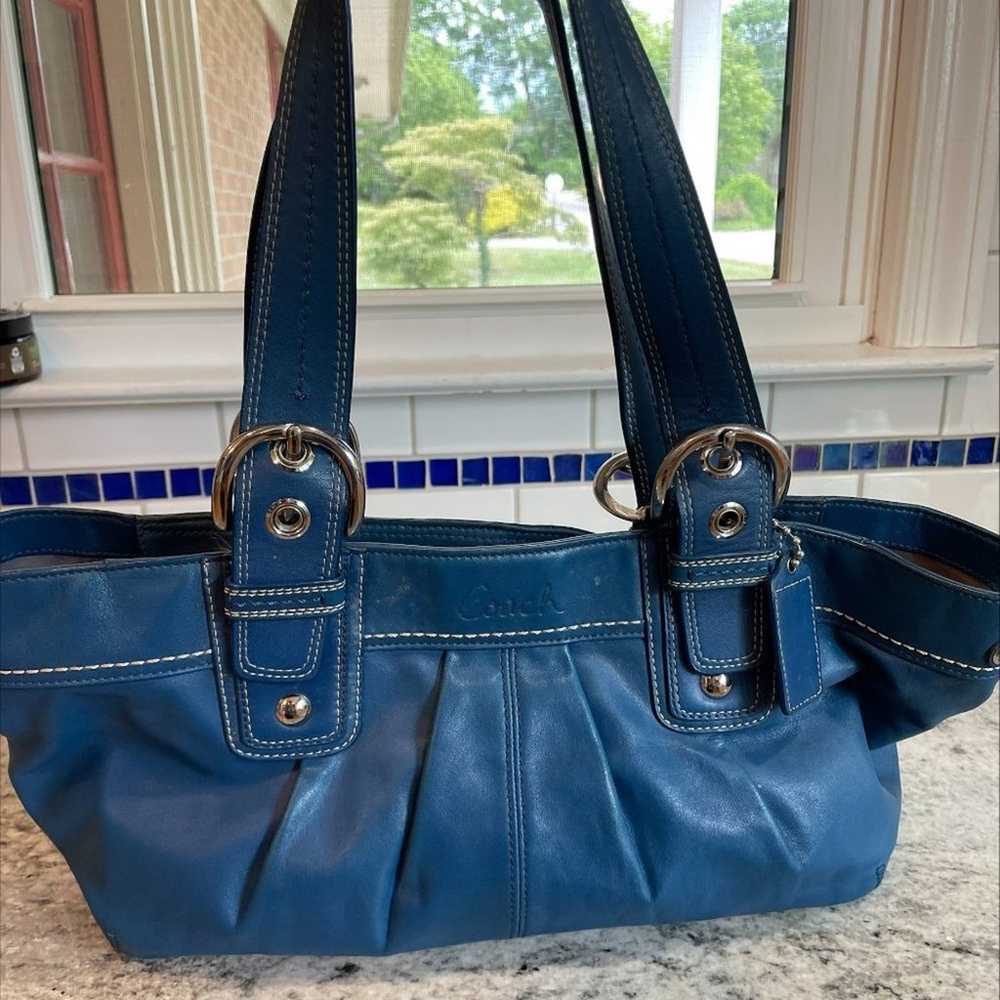 Coach Soho Blue Leather Large Satchel Handbag - image 1