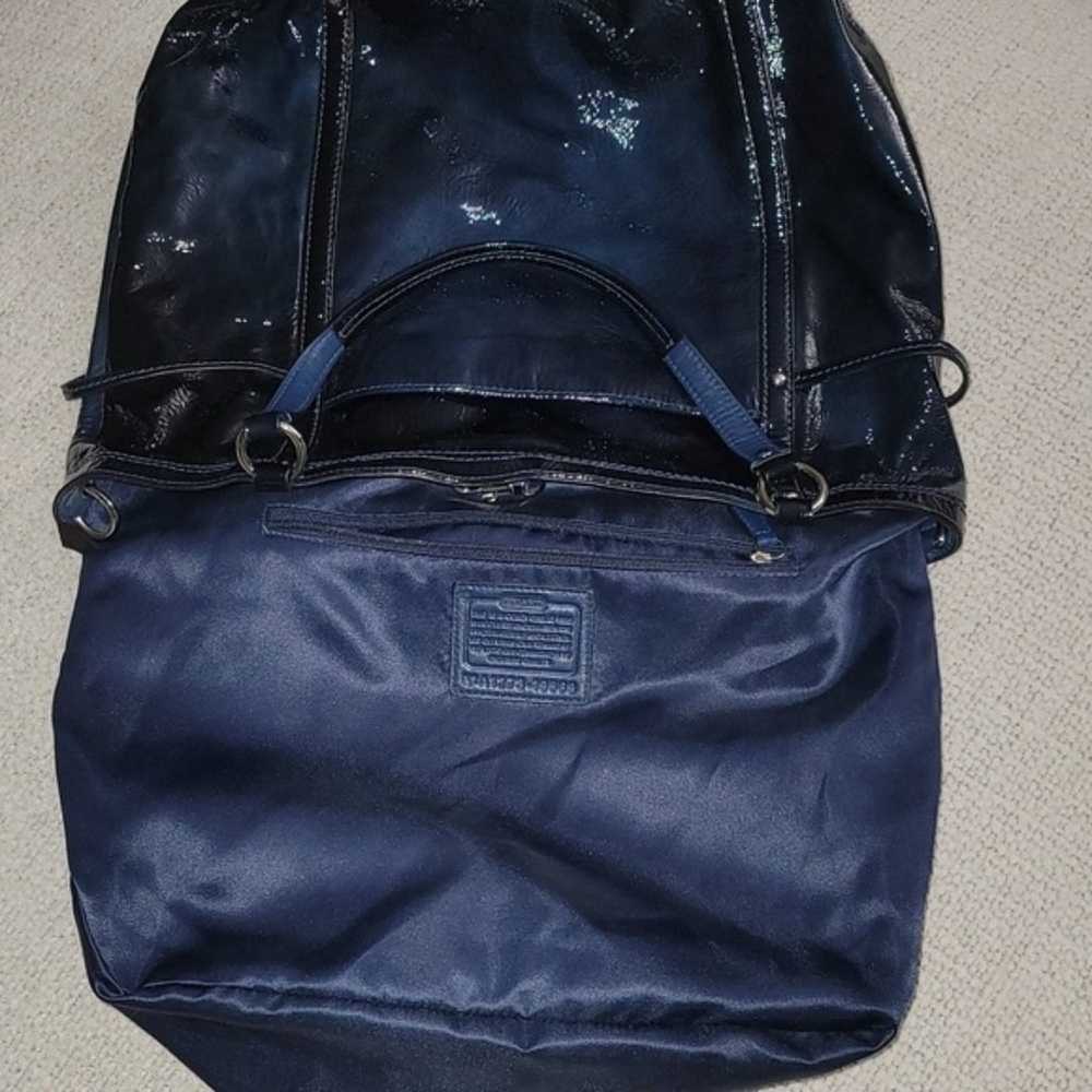 Coach Audrey Metallic Navy Blue Patent Leather An… - image 4