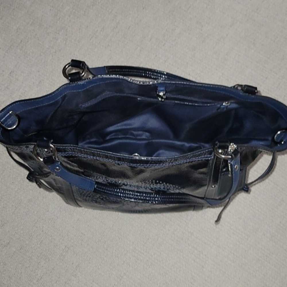 Coach Audrey Metallic Navy Blue Patent Leather An… - image 6