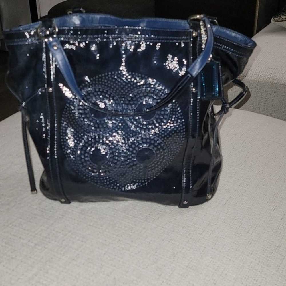 Coach Audrey Metallic Navy Blue Patent Leather An… - image 7