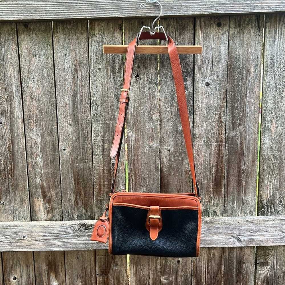 Liz Claiborne Leather Handbag Purse Black & Saddl… - image 2