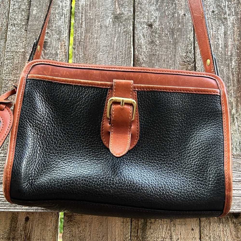 Liz Claiborne Leather Handbag Purse Black & Saddl… - image 5