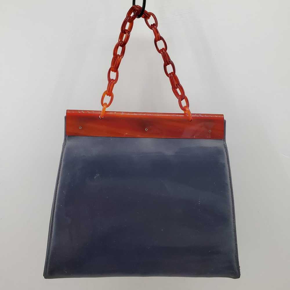 Kadin Vintage Leather Lucite Handbag Purse - image 2