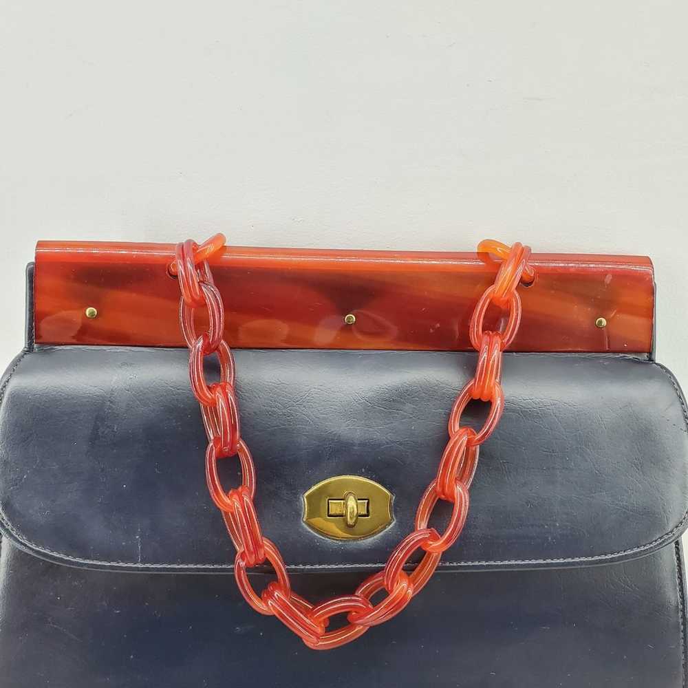 Kadin Vintage Leather Lucite Handbag Purse - image 4