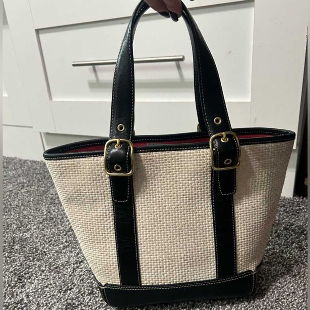 Coach Vintage Woven Straw and Leather Tote Bag - image 2