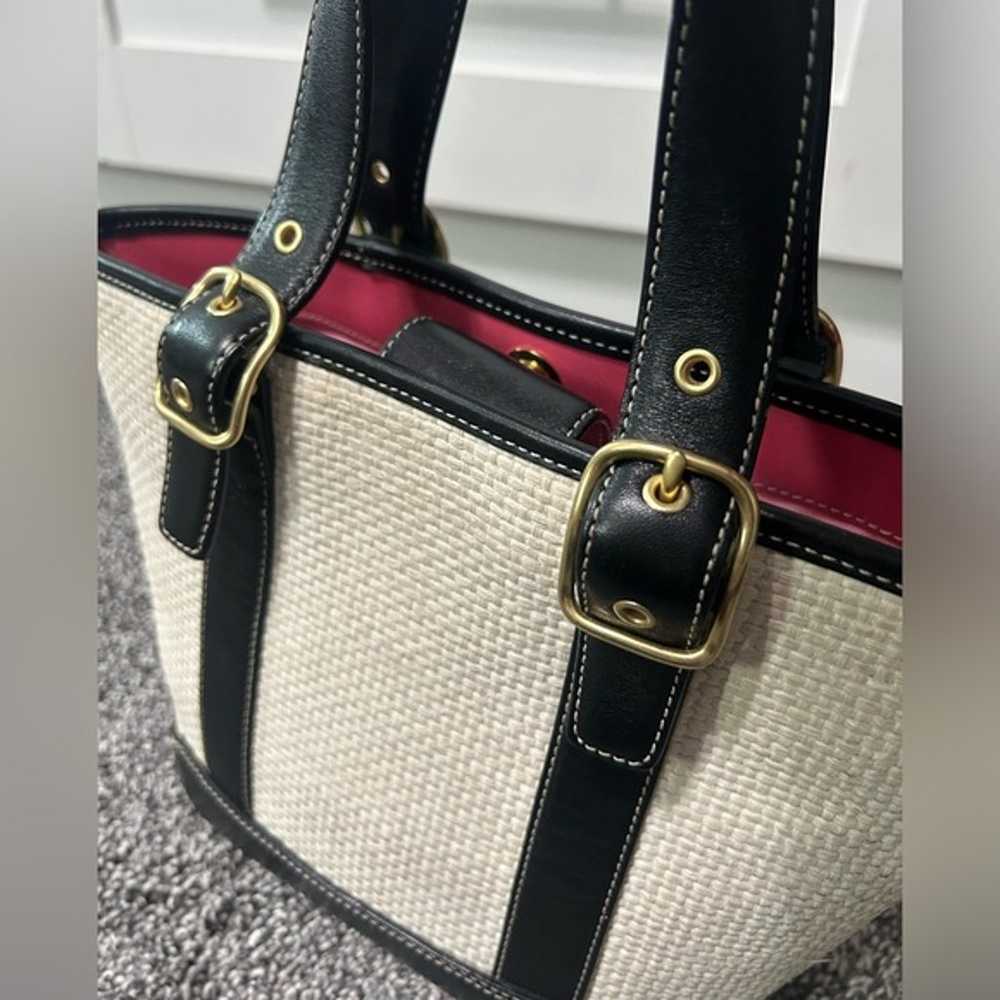 Coach Vintage Woven Straw and Leather Tote Bag - image 4