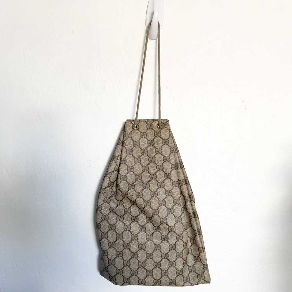 Vintage Gucci Canvas Drawstring Pouch Bag Monogra… - image 4