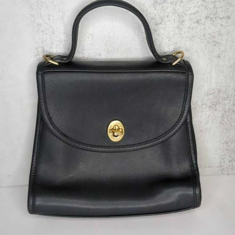 90s Coach Regina Black Leather Top Handle Crossbo… - image 1