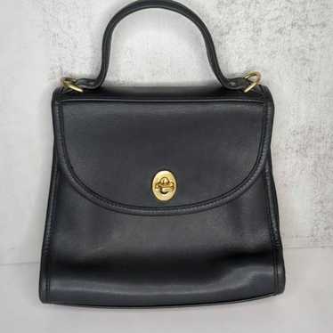 90s Coach Regina Black Leather Top Handle Crossbo… - image 1